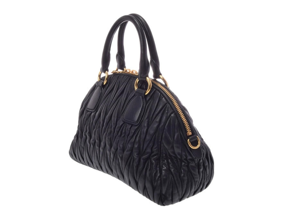 Miu Miu card handbag strap black leather Matelasse